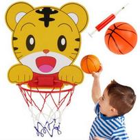 Children's Cartoon Basketball Hoop with Frog & Tiger Design, Hangable Indoor/Outdoor with Basketball & Pump. Tiger Basketball Board with Pump
