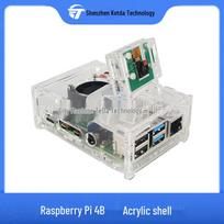 Raspberry Pi 4 Acrylic Case with Camera Mount & Cooling Fan Compatibility for Pi 4B Case Only