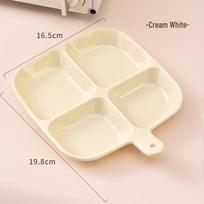 Compartmented Hot Pot Soy Sauce Dipping Plate for Kitchen Storage kremas baltos spalvos
