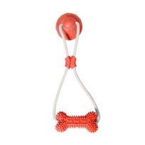 Bite Resistant Dog Teeth Grinding Toy Suction Cup Pet Molar Bite Toy  Indoor Outdoor Use raudona