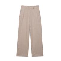 European and American Style Summer Herringbone Twill Short Jacket & Straight Leg Long Pants Set Medium ilgos kelnės spalva