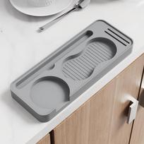 Silicone Coffee Tamper Mat & Tool Storage Tray pilka spalva