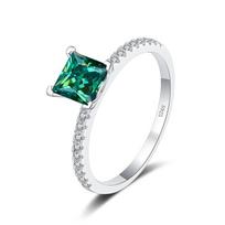 Bague Ringen 1 arba 2CT Princess Cut Moissanite sužadėtuvių žiedas VVS Solitaire Diamond Promise Vestuvinis žiedas moterims Vestuviniai papuošalai 1ct No.5 žalia