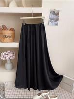 Saldi korėjietiška atlasinė vasarinė suknelė Elegantiškas moteriškas atlasinis sijonas liekninamasis sijonas Street Wear laisvas klubus dengiantis sijonas Klasikinis viskas One Size juoda