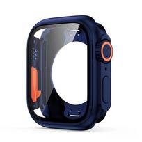 Kompiuterio dėklas pakeistas į Ultra, skirtas Apple Watch 10 42/46MM Ekrano apsauginis dangtelis Grūdintas stiklas, skirtas IWatch Series9 8 7 SE 6 5 4 44/45MM S10-46mm vidurnakčio mėlyna spalva