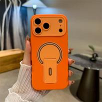 Magsafe Folding Bracket Phone Case For iPhone 17 16 ProMax 16 15 14 Plus 13 12 11 Skin feel TPU Shockproof Magnetic Cover iPhone 11 oranžinė