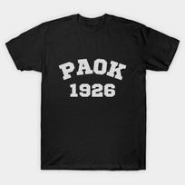 Men Black Print T-shirt Saloniki Paok No-Cut Transfer Paper Print Cotton Tshirt 2XL juoda