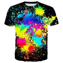 Madingi spalvingi tie-dye grafiti 3D spaudos marškinėliai vasarai vyrams moterims gatvės drabužiai Harajuku marškinėliai viršūnės unisex vaikiški drabužiai XXS
