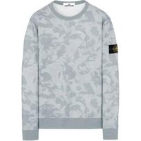 Stone Island Camouflage Print Logo Patch Crew Neck Long Sleeve Sweatshirt Men sweatshirt Sky-Blue 7215605E4-V0041 M white