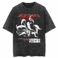 2026 Harukas Streetwear skalbinti Naruto anime marškinėliai vyrams - Gryna medvilnė - Vasariniai trumpomis rankovėmis - Retro vintažinis dizainas L