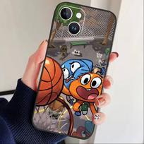 J-Gumball ir Darwin telefono dėklas iPhone 16,15,14,13,12,17,Pro Max,Plus, Silikoninis Juodas Dėklas iPhone16e
