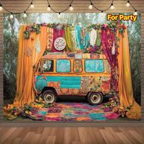 Boho Retro Kemperio Fonas Gimtadienio Šventei & Festivalio Fotografijai 47.2x31.5inch/120*80cm