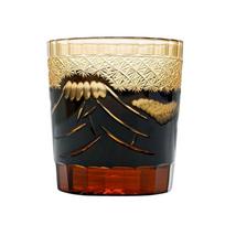 Hand Engraving Japan Mount Fuji Edo Kiriko Whiskey Glass  Amber Crystal Wine Glasses Whisky Tumbler Spirits Sake Cup Water Mug 250ml