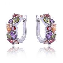 Exquisite Multicolour Water Drop Crystal Hoop Earrings for Women Luxury Gold Color Zircon Bride Fashion Zircon Friendship Gift varis