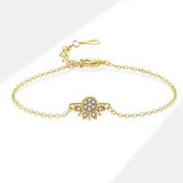 2Pcs Sparkling Lovers Cubic Zirconia Sun and Moon Bracelet for Women Adjustable Couple Bracelets Set Party Wedding Zircon Gift