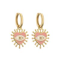 HECHENG,1 pair,Love Heart Shape Evil Eyes Drop Earrings For Women Vintage Statement Crystal Dangle Zircon