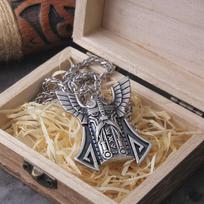 Norse Mythology Odin SS Chain Necklace Vikings Raven Thor Runes Amulet Stainless Steel Pendant Scandinavian Jewelry Men Gift 70cm