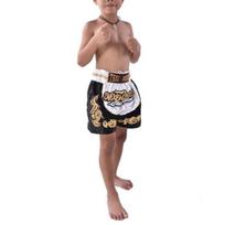 Kids Muay Thai Shorts - Traditional - White Color - Size 7-10 years - 100% Polyester Satin XS balta