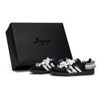 Adidas Originals SAMBA OG German Army Trainers Unisex Low Top Black/White/Silver B75807(Team80-S-BOX) 35⅔