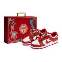 Nike DUNK LOW RETRO Slip Resistant Abrasion Resistant Low top Skateboard Shoes Unisex Red White Gold HF5441-104(Team80-S-BOX) 40