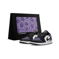 Jordan Air Jordan 1 Wear resistant And Lightweight Low top Skateboard Shoes Unisex Black White Purple 553558-165(Team577-S-BOX) 35.5