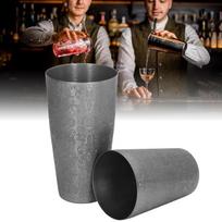 2 Piece Set Metal Stainless Steel Shaker Etched Pattern Drink Mixer Boston Shaker  Bar Mixing