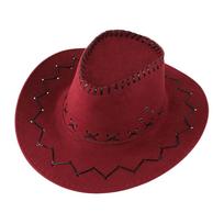 Kids Western Cowboy Cowgirl Hat Props Casual Decoration with Wind Lanyard Sun Protection Hat for Girls Boys Camping Rodeo Travel tamsiai raudona spalva