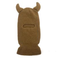Single Hole Full Face Ski Mask Ox Horn Halloween Cotton Hat  Sport Cycling Skiing chaki