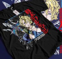 Poseidon T-shirt Ragnarok Buddha Statue Anime Manga Fan Gift Shirt for Men and Women Summer Pure Cotton Comfortable Loose Top S įvairiaspalvis