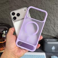 iPhone 17 Pro Max Skin-Feel Magnetic Bracket Case, Full Coverage PC Hard Protective Shell, Compatible with Apple 16 17 PROMAX violetinė