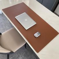 Women's Ultra-Large Leather Desk Pad for Mouse, Keyboard & Laptop Thick Brown Single Side + Velvet Bottom