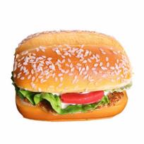 Simulation Beef Burger Model Realistic Soft PU Fake Bread Non-Toxic Decorative Artificial Hamburger DIY Display