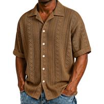 Men’s Short Sleeve Button Down Shirt Classic Fit Lightweight Breathable Fabric Casual Business Patterned Top XL ruda