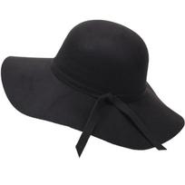 Wide Brim Bucket Hat Vintage Style Floppy Fedora Hats Fashion Sun Caps  Casual Wear Black