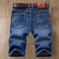 Denim Shorts Men's Summer Thin Straight Classic Designer Business Short Jeans Brand Clothing Stretch Korean Casual Male Shorts 28 mėlyna