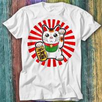Maneki Neko Japanese Lucky Cat Chinese T Shirt Mens Womens Tees Top Top Tee 263 XL