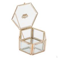 Glass Jewelry Make-up Organizer Box Geometric Terrarium Plants Holder