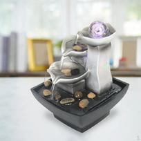 3 pakopų stalviršio fontanas su automatiniu siurbliu, LED apšvietimu, meditacijai, patalpoms gray