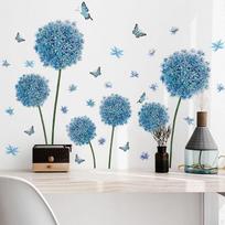 Blue Dandelion Wall Sticker Art Stickers Self Adhesives Easy to Use Decorative Hydrangea Peel and