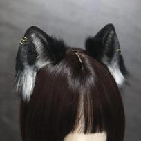Halloween Props  Hair Band Custom Simulation Short Hair Cat Ear Hair Hoop Earring Gift Cosplay Headdress Accessories black