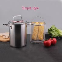 304 Stainless Steel Induction-Compatible Deep Fryer & Stock Pot for Asparagus and Braised Meat 16 cm Diameter