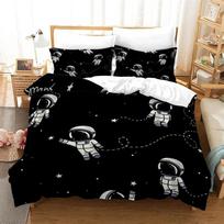 Cartoon Astronaut Duvet Cover King For Boys Girl Galaxy Space Bedding Set Microfiber Rocket Ship Space Adventure Comforter Cover 135x200cm