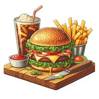 Burger & Coke Themed Removable Wall Stickers – PVC Decals for Bathroom, Kitchen, Living Room, Safe on Tiles & Fridge