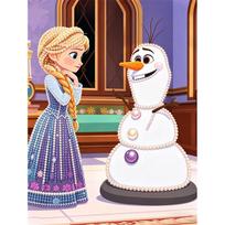 Disney Pearl Art Painting Frozen Elsa and Olaf Pearl Gem Painting Pictures Crafts Special Shape Home Wall Decoration 30x40