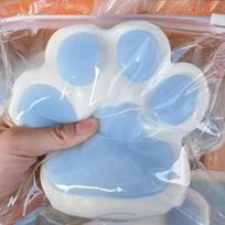 Large Kawaii Cat Paw Squeeze Toy, Soft Slow Rising Sticky Stress Relief Pinch Toy, Cute Decompression Fidget Toy mėlyna