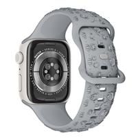 Embossed Rose Flower Silicone Strap for Apple Watch 9 Ultra 38/40/41/S10-42mm pilka spalva