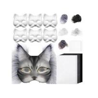 DIY Therian Mask Kit Cat Mask Kit DIY Party Mask with Felt Paper Blank Cat Mask DIY Mask Kit for Cosplay Party Halloween Decor