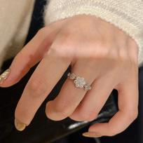 Trendy Style Light Luxury Flower Ring Exquisite inlay diamonds snowflake Rings for women Party Wedding High Quality Jewelry resizable sidabras