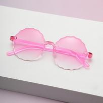 Lovely Baby Kid Round Sunglasses Frameless Candy Colors Party Glasses Beach Girls Vintage Fashion Cycling Cute Eyeglasses rožinė