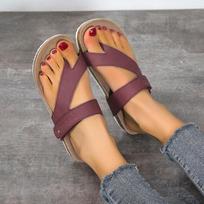 2022 Summer Casual Cross-Strap Flat Sandals - Slip-On, Round Toe Beach Shoes for Large Sizes 41 šviesiai ruda spalva